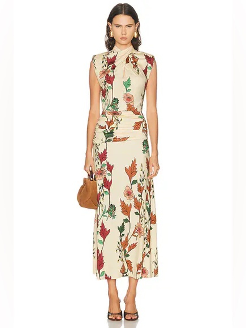 Johanna Ortiz Hibiscus Compass Floral Ruched Ankle Dress FWRD